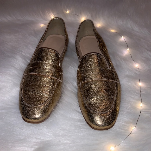 J. Crew Shoes - J. Crew gold metallic loafers